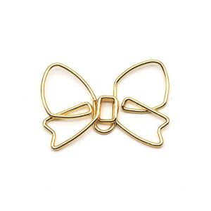 FOUNDTWO 10PCS Kim loại Kẹp Giấy Hình Nơ Sáng Tạo Vàng Kẹp giấy Giấy trang trí Hình dạng đặc biệt Kẹp đánh dấu trang Văn phòng/trường học