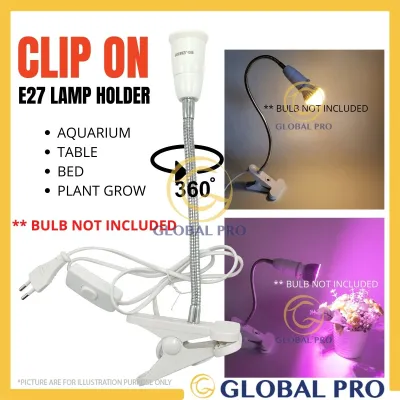 E27 Clip On Desk Lamp Socket Light Bulb Holder Flexible Table Reading Night Light with Cord Bed Post Table Lampu