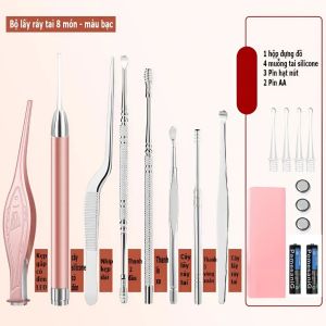 Bộ lấy ráy tai 8 món có đèn led – dễ dùng an toàn cho cả gia đình – thiết kế thông minh tiện lợi