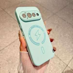 Original Frosted Stamp Leather For Magsafe Phone Case For Google Pixel 11 10 9 8 A Pro XL Full Bumper Shockproof Magnetic Cover