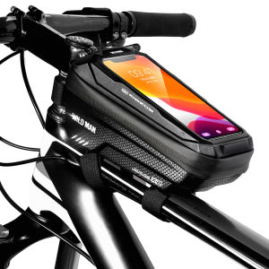 HOSPORT WILD MAN Waterproof Mountain Bicycle Touch Screen Front Frame Storage Bags MTB Bike Top Tube Hard Shell Pannier Pouch Cycling Riding Equipment