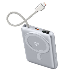 AIRDROPTECH Qi2 Magsafe 15W Magnetic Wireless Powerbank 10000mAh Fast Charging Power Bank Built-in Cable