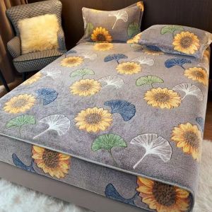 Coralline coralline bed hat flannel Simmons protective cover single piece thickened milk velvet bedspread