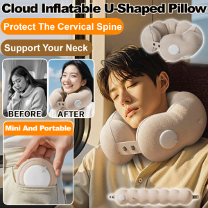 Travel Portable Cloudy Storable Inflatable Pillow Neck Protection U-shaped Pillow Foldable Air Pillow便携充气护颈枕