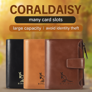 Binliroo Anti-identity Theft Wallet Alloy Credit Card Holder  Vintage Multi-Card Holder Leather Wallets