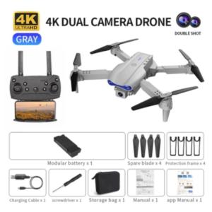 【2 Batteries】4K HD Camera Dual Camera Drone E99 Pro WiFi FPV with Intelligent Folding Brushless Motor
