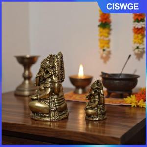 CISWGE 1 3pcs Châu Á Ấn Độ Thái Lan voi Thiên Chúa hình điêu khắc mini cổ điển đồng thau Ganesha tượng nhà văn phòng bàn trang trí trang trí quà tặng