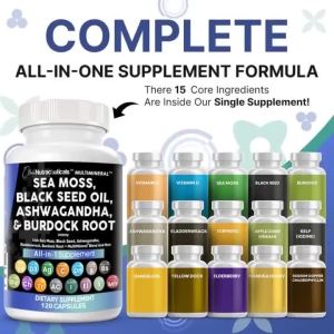 MultiMineral 30/60/120 Capsules Sea Moss Black Seed Oil Ashwagandha Dietary Supplement