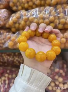 Baltic Sea Second Generation Amber Bracelet 108 Amber Old Beeswax Chicken Fat Yellow Bracelet   Buddhist Prayer Beads for Men and Women
