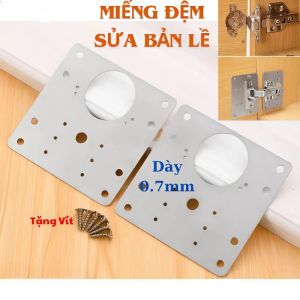 Miếng Đệm Gia Cố Bản Lề Tủ | Bộ 4 Tấm Inox 304 9x9cm Bao Gồm Vít | Sửa Bản Lề Cửa Tủ Gỗ Chống Xệ Chống Bung Vít