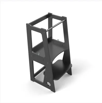 Kids Kitchen Step Stool with Safety Rail 2 in 1 Convertible Wooden Toddler Learning Stool Helper Standing Tower for Kitchen Counter Bathroom Toilet