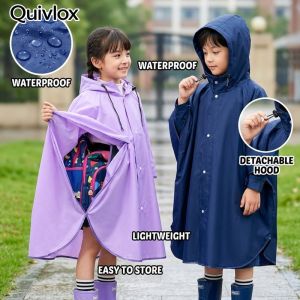 Kids Cartoon Cape Style Raincoat Thickened Waterproof Riding Poncho With Backpack Cover For School Cycling Walking