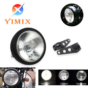 YiMiX Retro Motorcycle Universal Side Mount Amber LED Headlight 35W 6.5 Inch with Bracket Motorcycle Modification