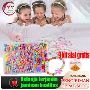 550pcs Bead Kit Set Manik Manik DIY 6/0 4mm + Senar Elastis | Beads Kit Bracelet Gelang Phone Strap Cincin | Kado Ulang tahun Cewek