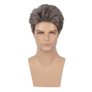 European and American middle-aged and elderly mens gray airplane head breathable rose hair network card silk inch wig head cover