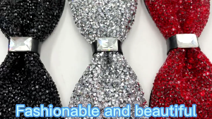 Mens Rhinestones Bow Tie Shinning Crystal Diamond Bowtie with Adjustable Length Pre-Tied Necktie for Banquets Party