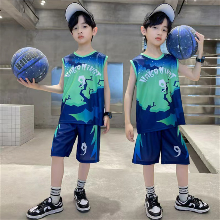 Xiaozhima Toddler Baby Kids Sports Jersey Sets Fashion Pattern Print Sleeveless Quick Drying Tops Tshirt Tees and Shorts Basketball Clothing Sets For 1 12 Years Lazada PH