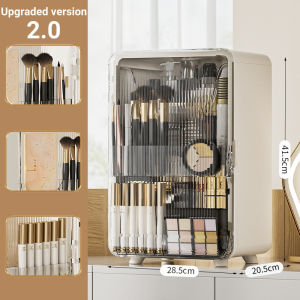 SG RumahHome® Large Capacity Makeup Organiser Dust-proof Cosmetic & Skincare Storage Box Desktop Dressing Table Organiser