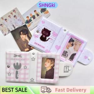 SHNGki 3 Inch Photo Album 32 Pockets Fork Black Cat Style ID Card Kpop Idol Photo Card Holder Storage Collect Book