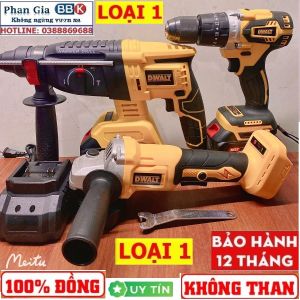Bộ Combo 3 Trong 1 Gồm Máy Khoan Đục Bê Tông Máy Mài Và Máy Khoan Pin Dùng Pin 199V 15 Cell Máy Khoan Siêu Khỏe Động Cơ Không Chổi Than - Bảo Hành 1 Năm