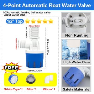 Automatic Water Level Control Float Valve Floating Ball Valve Top &Side Inlet Mount Inside 1/2 3/4" 1" Vertical exterior Valve