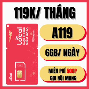 Sim 4G Mobifone Local A119 Tặng 30 Ngày Xài Mạng Tốc Độ Cao 4GB/Ngày Kèm 500 Phút Gọi Nội Mạng Không Cần Nạp Tiền | FREESHIP - CHƯA KÍCH HOẠT