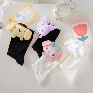 Cartoon Sanrio Knitted Long Socks Kuromi My Melody Cinnamoroll Anime Socks for Girls Childrens Socks Cotton Socks
