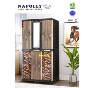JUMBO 3 PINTU - LEMARI PAKAIAN PLASTIK NAPOLLY 3 PINTU KACA GANTUNG RAK ICBC 388 [NAPBOX]
