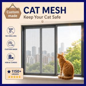 Custom made Safety Window Mesh No Drilling Anti Cat Escape (Non DIY)