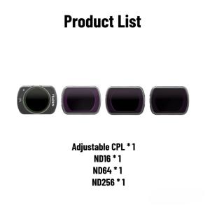 TELESIN Adjustable CPL ND 16 64 256 Magnetic Filters Set for DJI OSMO Pocket 3 Accessories High-Transparent Corning Glass Filter