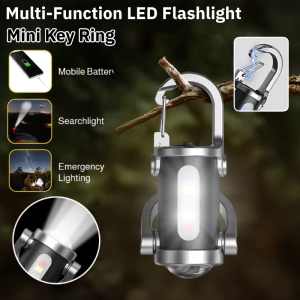 Multi-Function Keychain LED Flashlight Mini Pocket Light Torch Outdoor Waterproof Emergency Warning Light