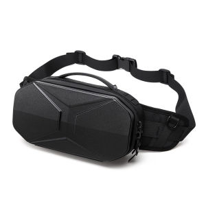 <Manila Stock> OZUKO Waterproof Fashion Belt Bag Hard Shell Men Waist Pack  with USB charging interface Phone Pouch Chest Bag