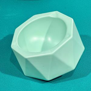 Large Tilted Ceramic Pet Bowl - Elevated Black Polygonal Cat Bowl for Neck Protection