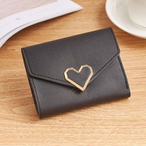 bestseller korean fashion leather heart small wallet three fold short wallet for women girls