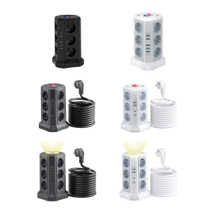 Power Strips Vertical Plug Tower Socket Extension Cord Surge Protector Multiple Plug Electrical Socket Easy to Use