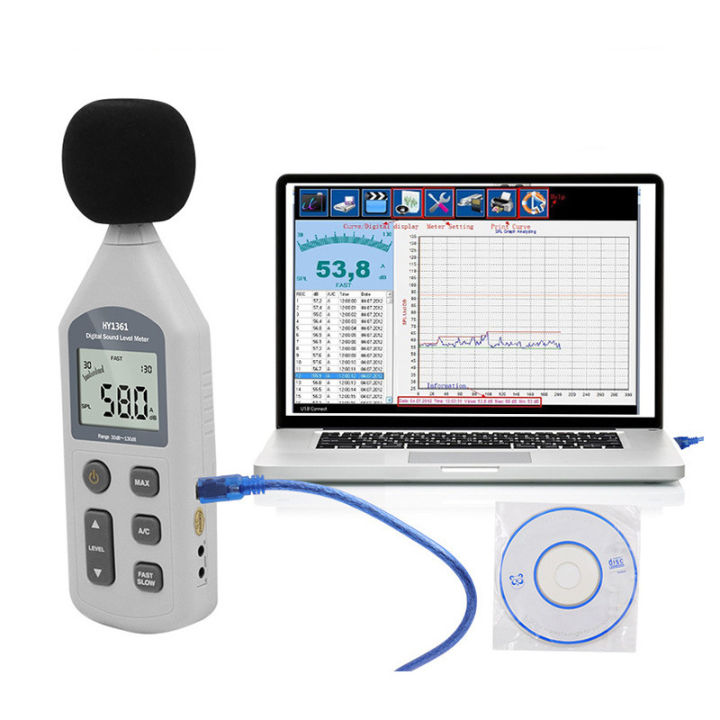 HY1361 Digital Decibel USB Level Environmental Noise Meter Detector ...