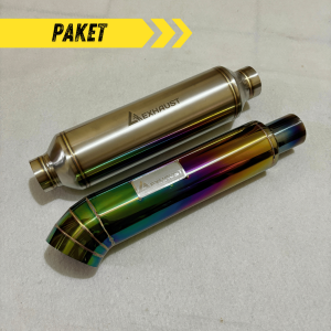 Paket resonator + tailpipe JS racing biru full suara kering