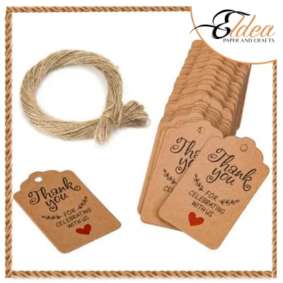 100pcs with twine Tags Thank you tag Gift Tags Souvenir tags for wedding birthday baptismal debut and other occasions