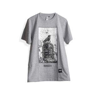 Casual Original T Shirt Vampire Kingdom MenS T-Shirt Short Sleeve Distro Boys Metal Light Gray    Dead Crow    Misty