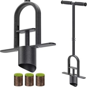MAGIC Ergonomic Grass Plugger Tool Steel Construction Long Handle Bulb Planter Effortless Pedals Plants Transplanter Garden Use