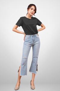 เสื้อยืดคอกลมสีพื้นสีเทาเข้ม Easy Tone - Basic Tee NO.0020 Cotton100% Noreh