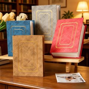 CHUAN 6 inch Album ảnh Lá vàng Vải lanh Album ảnh rời Sang trọng Lưu trữ ảnh Album sưu tập Dành cho đám cưới gia đình kỳ nghỉ.