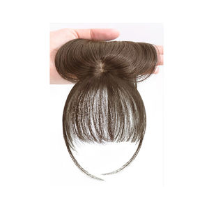 LEKGAVD Women Natural High Temperature Fiber Hair Extensions Clip In Synthetic Hairpiece 3D Air Bangs Top Hair Bangs Fake Bangs