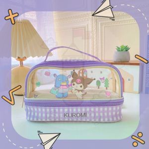 iSchoolDy Kids Kuromi Melody Cinnamoroll Pochacco Pompompurin Twin Star Pencil Case Kartoon Pensil Case