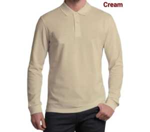 (CREAM ) Kaos kerah lengan panjang FO polos warna Cream / Kaos Kerah katun Premium/  Kaos Kerah Polos Panjang FO POLOS Cream