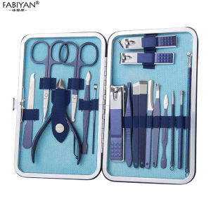 7/10/12/18Pcs/Set Royal Blue Stainless Steel Manicure Pedicure Tool Kits Nail Personal Care Salon Cuticle Nipper Clipper Cleaning Tools