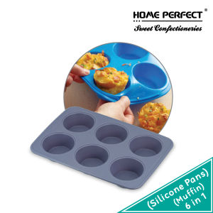 HOME PERFECT 6 Cups/Cavity Silicone Muffin Molds Mini Cookies Cupcake Pastry Tray Non-Stick Silikon Pan HP-SLM06L