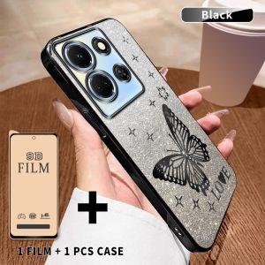 2 in 1 Case For Infinix Note 30 5G X6711 Phone Case Luxurious Sparkling Crystal Electroplated Case with Ceramic Film