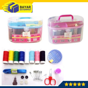 Set Alat Jahit Mini Kotak Box Benang Jarum Peniti Gunting Meteran Lengkap Komplit 1 Satu Set Sewing Besar Murah Serbaguna