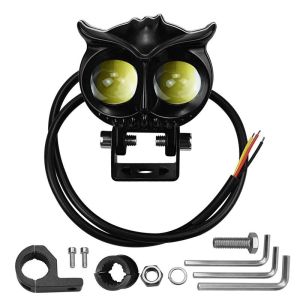 Owl motorcycle led light Mini Driving Light Motorcycle Headlight Head Lamp OWL headlamp Super Bright Led Lights Universal High Quality High/Low Double Color Magnifying Headlights For Car Motorcycle